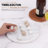 Travertine Marble Tic Tac Toe board styled with champagne glasses and bottle, perfect for elegant celebrations or romantic evenings – Speshstones luxury decor
