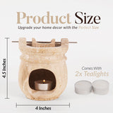 Dimensions and size chart for travertine marble oil burner and wax warmer