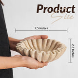 Visual size guide showing 8 inches travertine ruffle bowl