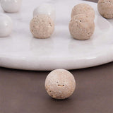 Side angle view of the Travertine Tic Tac Toe board showing raised grid and polished marble texture – Speshstones luxury board game