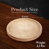 Size guide showing travertine tray dimensions for round shape