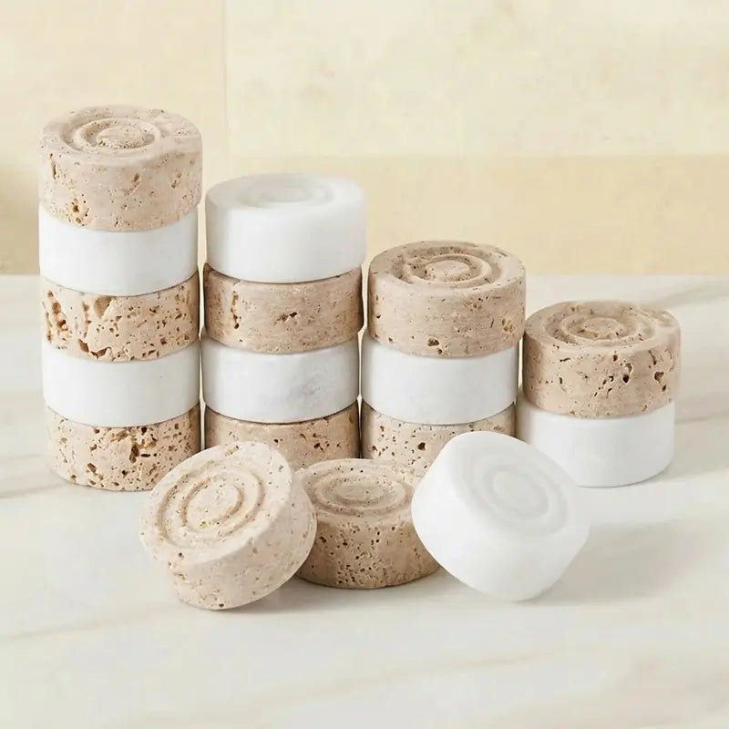 Checker Figures 1.25'' White and Travertine Chess and Checkers Game for Family Board Games