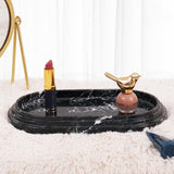 Makeup vanity tray in black made of marble for bathroom or bedroom dresser organization