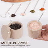 verona salt and pepper containers filled with various spices like chili, herbs, and rock salt