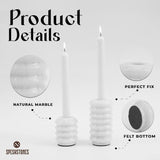 Close-up of White Marble Candle Holder – Natural Stone Grain and Craftsmanship Details