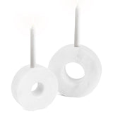 Front view of 5-inch white marble candle holders set of 2 by Speshstones