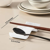 Size guide showing white marble chopstick rests — 3.5 inch length and 0.6 inch width — natural stone chopstick holder and knife rest set of 2 by Speshstones