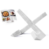 White marble cookbook stand for kitchen counter — natural stone recipe book holder by Speshstones