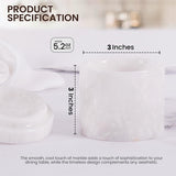 Size guide showing measurements of  white marble salt and pepper containers