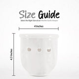 Size guide showing dimensions of white travertine marble garlic keeper with lid for kitchen storage